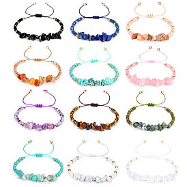 Handmade Irregular Stone Crystal Mix Braided Bracelet Adjustable Creative Jewelry