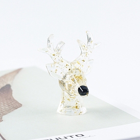 Resin Deer Display Decoration, with Gold Foil Chips inside Statues for Home Office Decorations