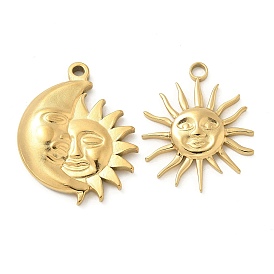 304 Stainless Steel Pendants, Sun Charm