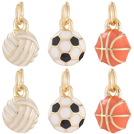 9шт 3 стили латунные эмалевые подвески, яйца, стойки покрытие, без кадмия и без свинца, долговечный, реальный 18 k позолоченный, с целью перехода в кольце