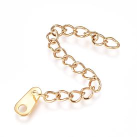 304 Stainless Steel Chain Extender, Curb Chain, with Charms, Teardrop