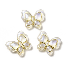 Transparent Acrylic Beads, Golden Metal Enlaced, Butterfly