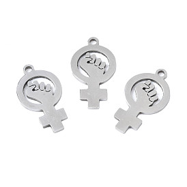 201 Stainless Steel Pendants, Laser Cut, Feminism Sign