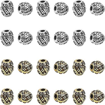 40Pcs 2 Colors Tibetan Style Alloy Beads, Oval