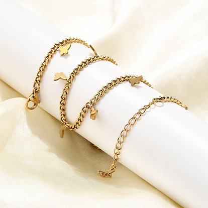 304 ожерелья из витой цепи из нержавеющей стали с подвеской-бабочкой в виде кисточки, ионное покрытие (ip)