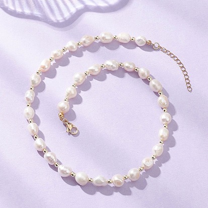 Ожерелья из натуральных пресноводных жемчужин, полированных с двух сторон, с синтетическими немагнитных гематита бисера, золотые