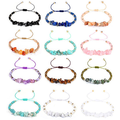 Handmade Irregular Stone Crystal Mix Braided Bracelet Adjustable Creative Jewelry