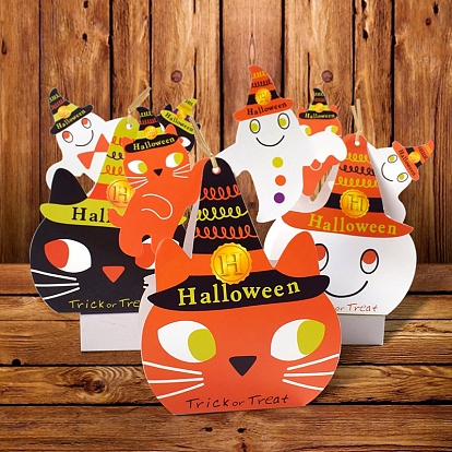 5Pcs Pumpkin Cat Paper Halloween Candy Bag, Halloween Treat Gift Bag Party Favors