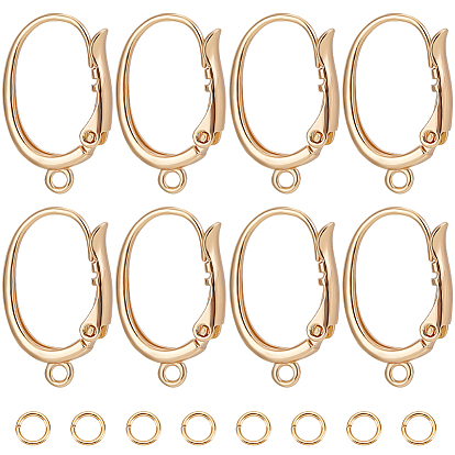 16 шт. латунные серьги с рычагом, с горизонтальными петлями и 20шт. 304 соединительными кольцами из нержавеющей стали, без никеля 