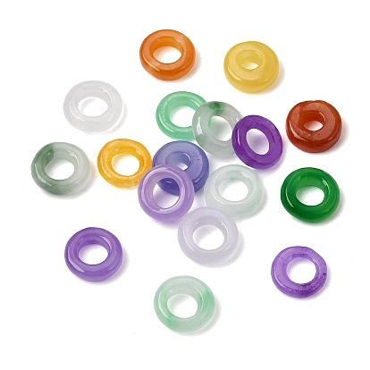 Натуральные кольца из окрашенного бирманского нефрита., круглые кольца