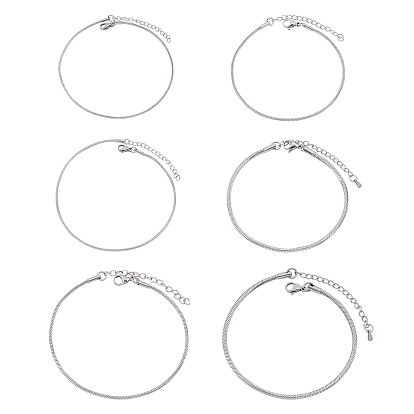 304 Stainless Steel Snake Chain Bracelets, with Rectangle Velvet Pouches