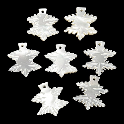 Natural White Shell Pendants, Leaf Charms