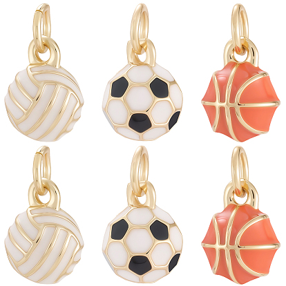 9шт 3 стили латунные эмалевые подвески, яйца, стойки покрытие, без кадмия и без свинца, долговечный, реальный 18 k позолоченный, с целью перехода в кольце