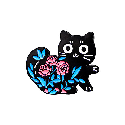 Любовь кошка цветок трава сплав эмаль значок, милая мультяшная брошь, украшения для одежды, аксессуары для сумок