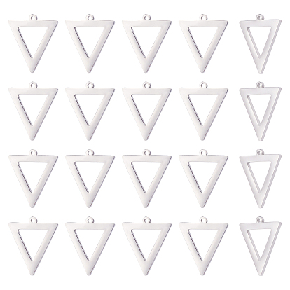 20 pcs 304 pendentifs en acier inoxydable, triangle