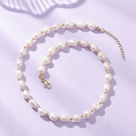 Ожерелья из натуральных пресноводных жемчужин, полированных с двух сторон, с синтетическими немагнитных гематита бисера, золотые