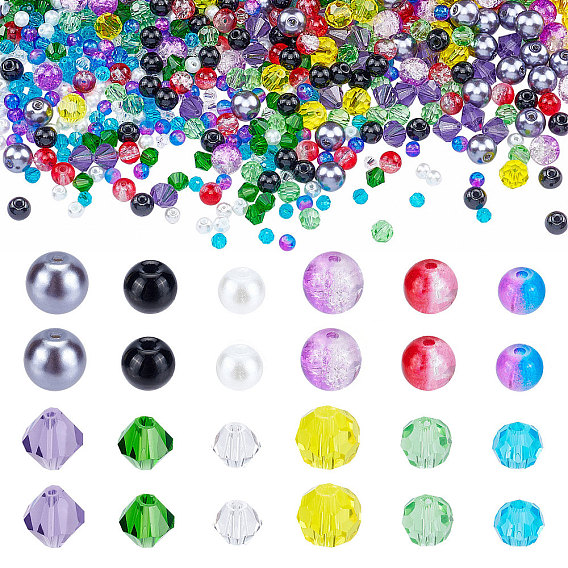 PandaHall Elite 12 Style Glass Beads, Imitation Gemstone, Round