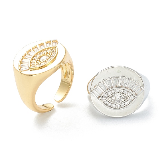 Кольца-манжеты из прозрачной латуни с кубическим цирконием, открытые кольца, долговечный, глаз