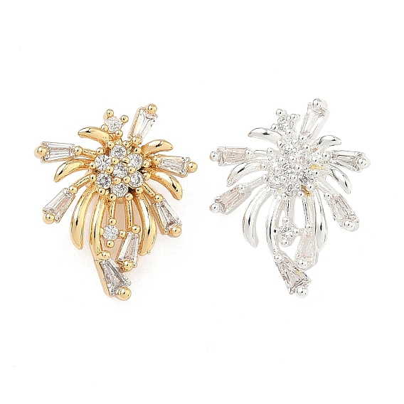 Латунные микропаве прозрачные подвески с фианитом, фейерверки