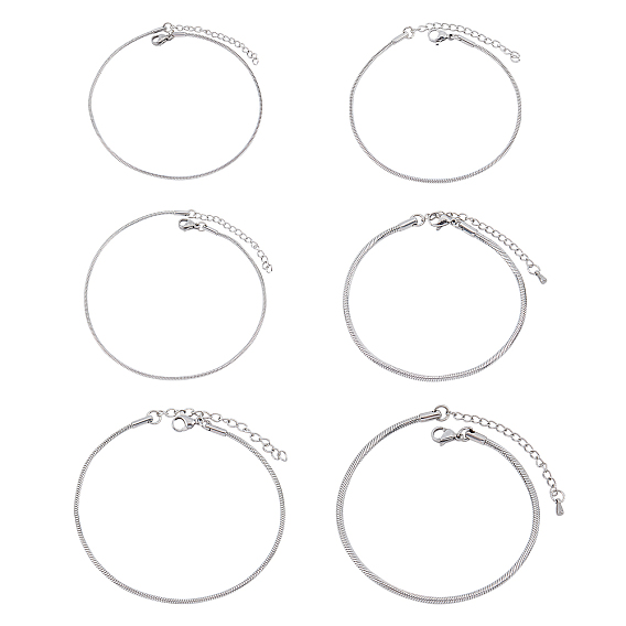 304 Stainless Steel Snake Chain Bracelets, with Rectangle Velvet Pouches