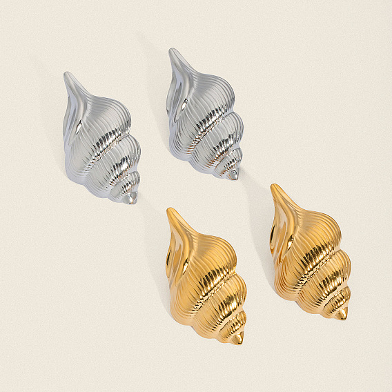 304 серьги-гвоздики из нержавеющей стали в форме ракушки