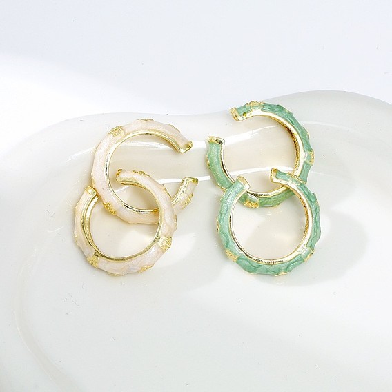 Манжета из сплава с эмалью, открытые кольца, цветок, золотые