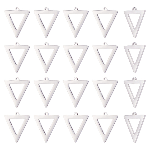 20Pcs 304 Stainless Steel Pendants, Triangle