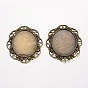 Oval Tibetan Style Alloy Cabochon Settings, Cadmium Free & Lead Free, Tray: 40x30mm, 56x46x2mm, Hole: 5x4mm, about 105pcs/1000g