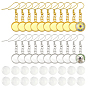 DIY Flat Round Dangle Earring Making Kit, Including Iron Dangle Earrings Hooks with Cabochon Settings, Transparent Glass Cabochons