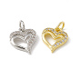 Латунные микропаве прозрачные кубические циркониевые подвески, без кадмия и без свинца, с открытыми кольцами прыжковых, полые сердца