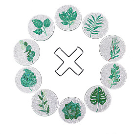 DIY 10Pcs Leaves Theme Coasters Diamond Art Painting Kit with Holder, for Adults Kids Beginners