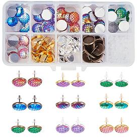 DIY Earring Making, with Resin Cabochons, Brass Stud Earring Findings and Plastic Earring Ear Nuts