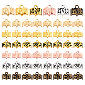 120Pcs 6 Styles Tibetan Style Alloy Pendants, Book Charms