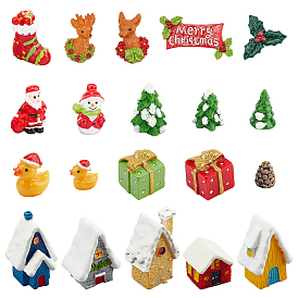 20Pcs 20 Styles Christmas Plastic Home Display Decorations, Mixed Shapes