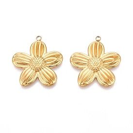 304 подвески из нержавеющей стали, цветочный шарм, ионное покрытие (ip)