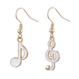 Alloy and Enamel Dangle Earrings for Woman, Musical Note