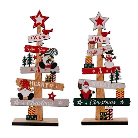 Christmas Theme Wood Christmas Tree Display Decorations, for Home Desktop Decorations