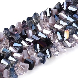 Стеклянные бусины с гальваническим покрытием , треугольные, граненые