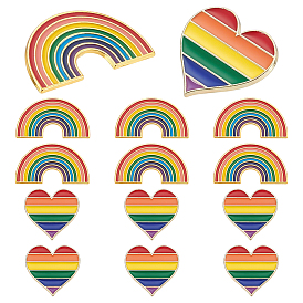 12 шт. 2 стили эмалевые значки месяца гордости, булавки для лацканов из сплава для одежды рюкзака, радуга