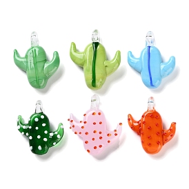 Handmade Lampwork Pendants, Cactus Charms