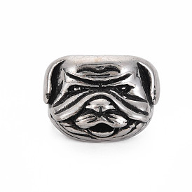 Men's Dog Alloy Open Cuff Ring, Animal Wide Chunky Ring, Cadmium Free & Lead Free