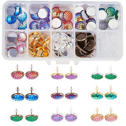 DIY Earring Making, with Resin Cabochons, Brass Stud Earring Findings and Plastic Earring Ear Nuts