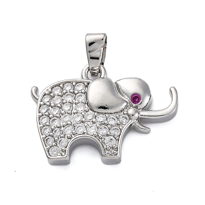 Латунные микро проложить кубического циркония подвески, слон, долговечный, без кадмия и без свинца, стойки покрытие