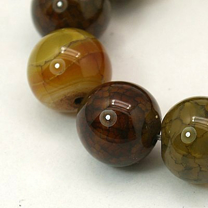 Dyed Natural Dragon Veins Agate Beads Strands, Round