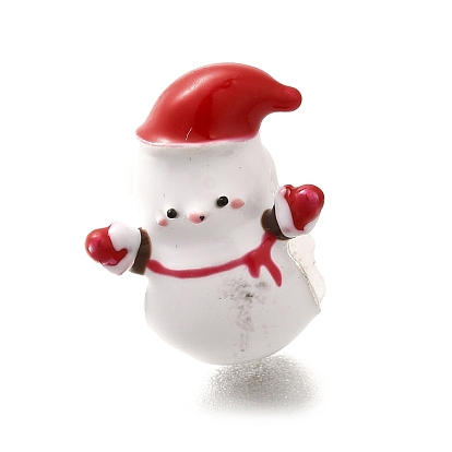 Рождественские латунные эмалированные европейские бусины, бусины с большим отверстием, без свинца и без кадмия, платина, снеговик, стойки покрытие