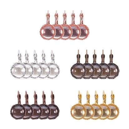 Diy pendientes de fabricación, con ajustes de pendientes de latón y cabujones de vidrio transparente