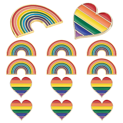 12 шт. 2 стили эмалевые значки месяца гордости, булавки для лацканов из сплава для одежды рюкзака, радуга