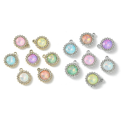 Сплав с УФ-покрытием и подвесками из разноцветного стекла со стразами, плоско-круглые