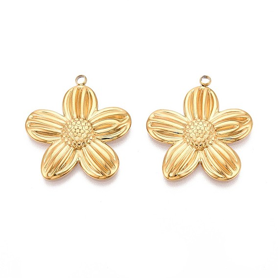 304 подвески из нержавеющей стали, цветочный шарм, ионное покрытие (ip)
