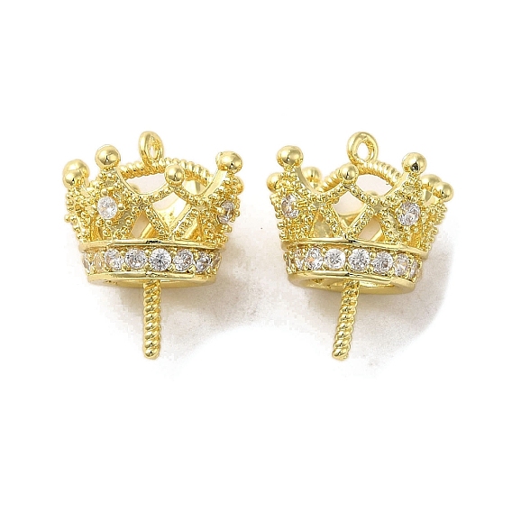 Brass Micro Pave Cubic Zirconia Peg Bails, Crown